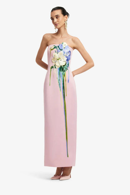 Rayna Maxi Dress in Pastel Pink Bouquet