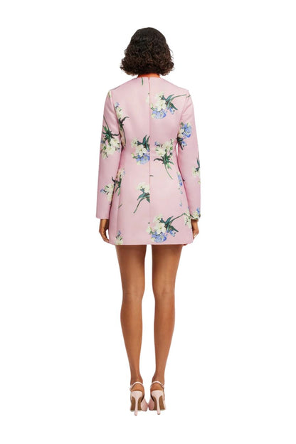 Aliza Mini Dress in Pastel Pink Bouquet
