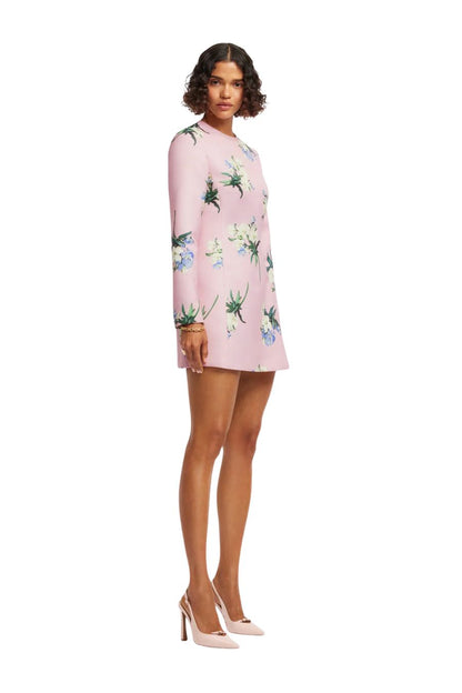 Aliza Mini Dress in Pastel Pink Bouquet