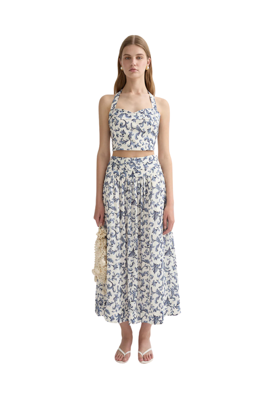 Rue Halter Top in Blue Baroque