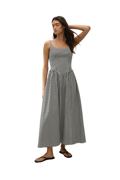 Chiara Midi Dress Black Textured Gingham