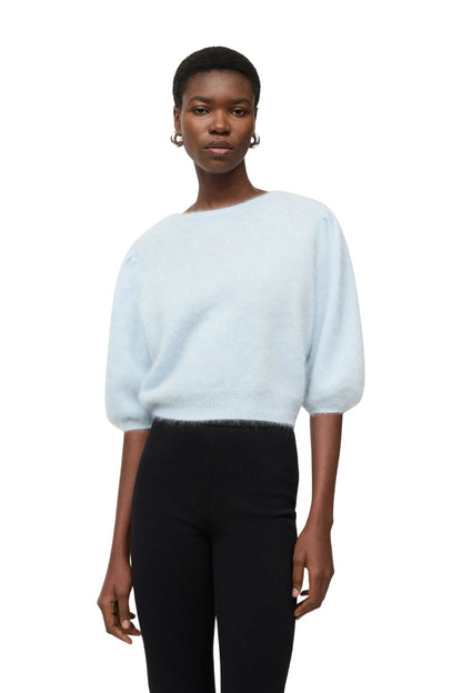 Brushed Cashmere Crewneck in Ice Blue