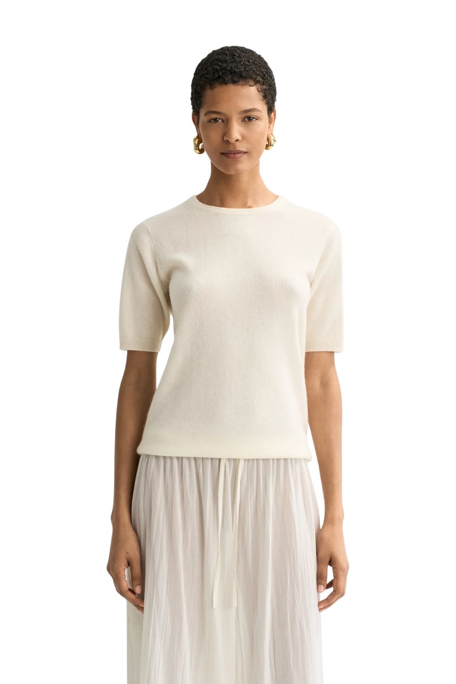 Short Sleeve Crewneck in Feather White