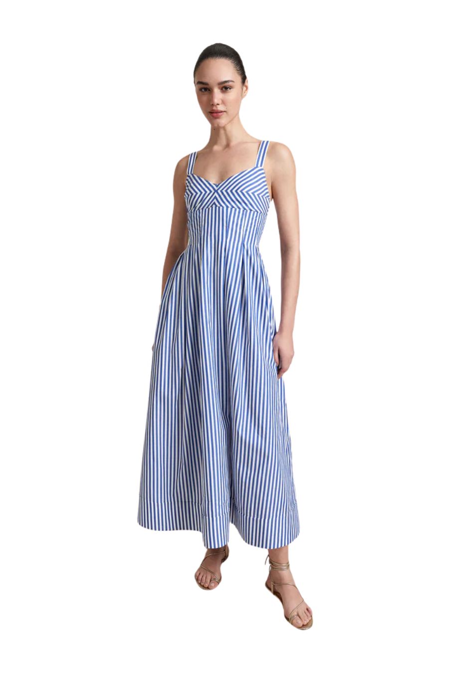 Madeline Dress in Cobalt/White