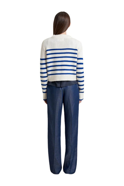 Mini Marin Sweater in Cream/Cobalt