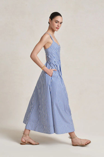 Madeline Dress in Cobalt/White
