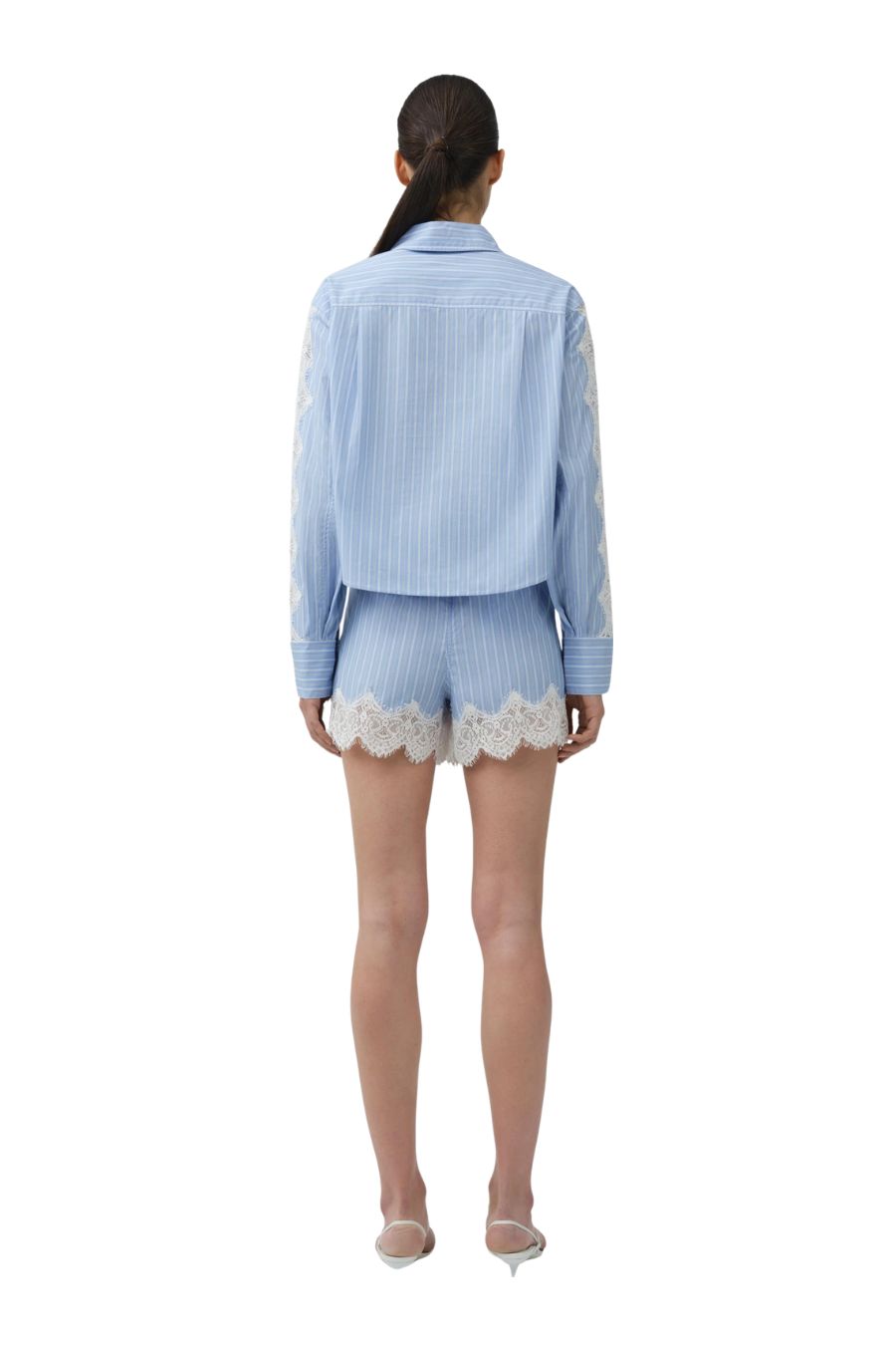 Renata Cropped Shirt in Oxford Blue Stripe