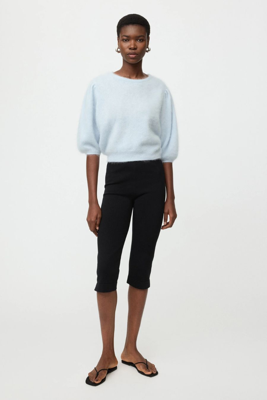 Brushed Cashmere Crewneck in Ice Blue