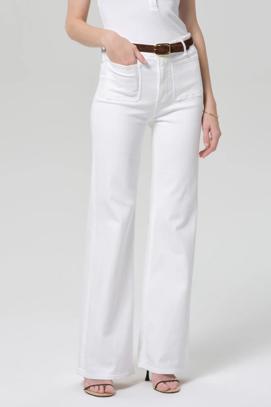 Kimberly Patch Pocket Flare in Soft White