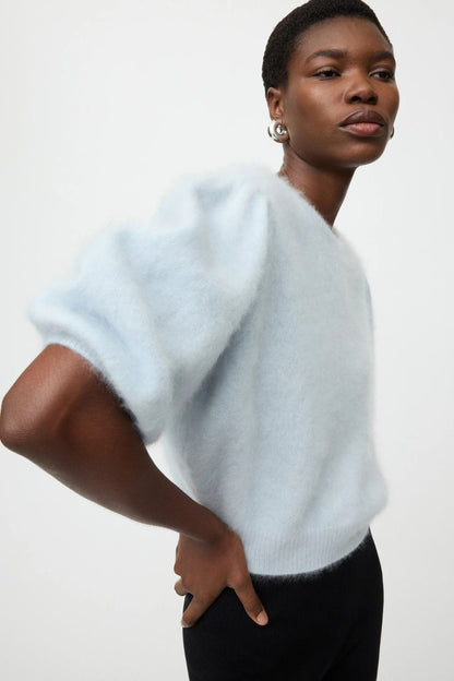 Brushed Cashmere Crewneck in Ice Blue