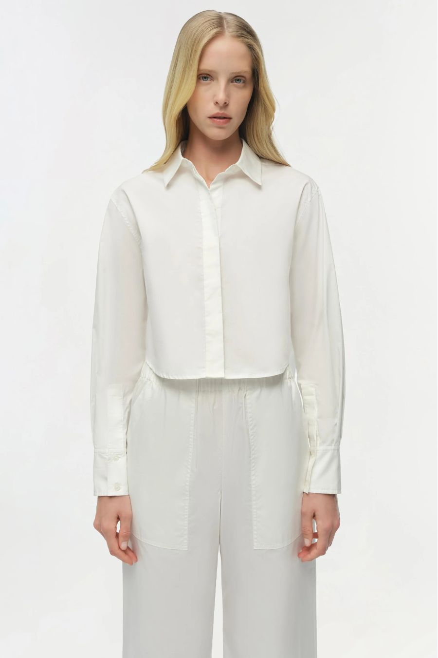 Renata Cropped Shirt in White
