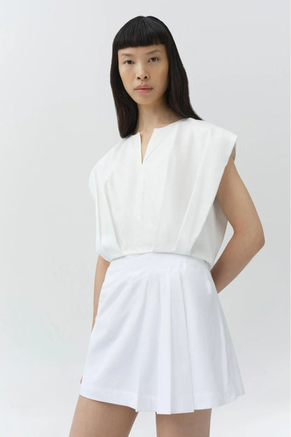 Devlin Pleated Mini Skort in White