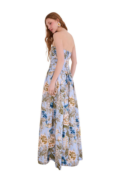 Montreal Gown in Flora Meadow Light Blue