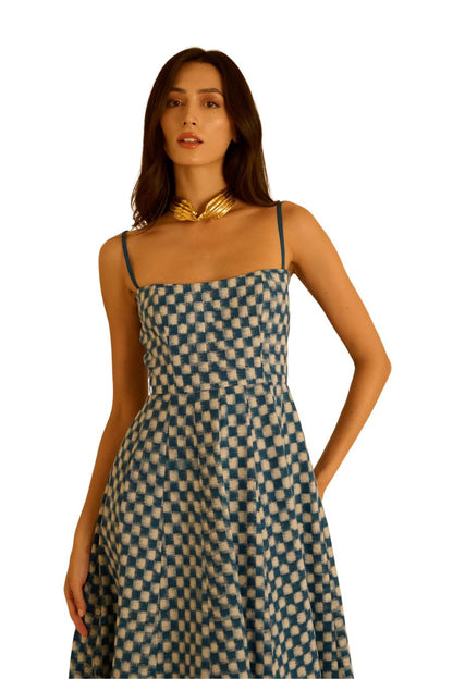 Checkmate Dress in Blue