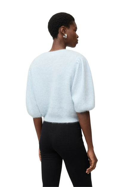 Brushed Cashmere Crewneck in Ice Blue