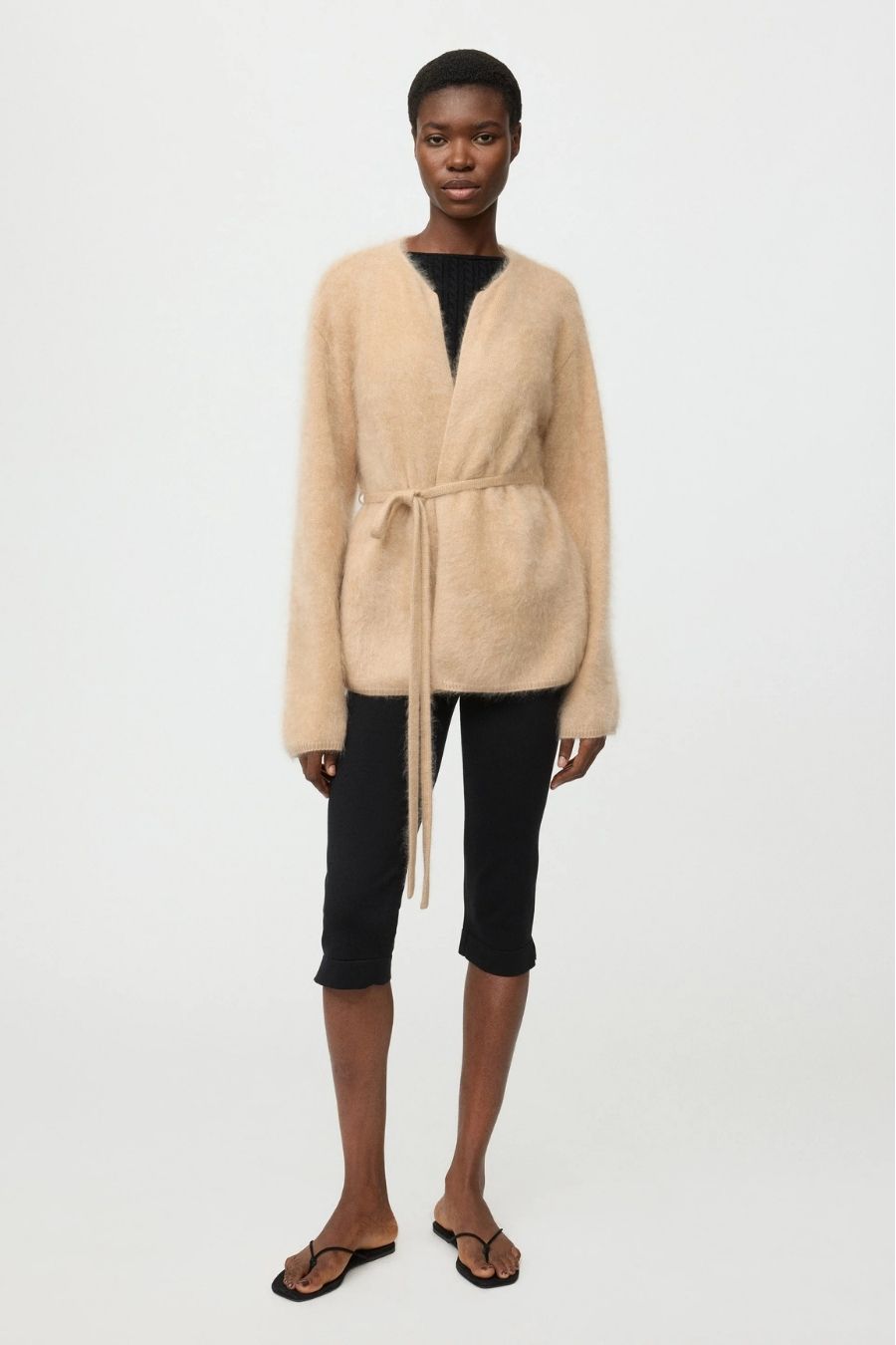 Brushed Cardigan in Camel