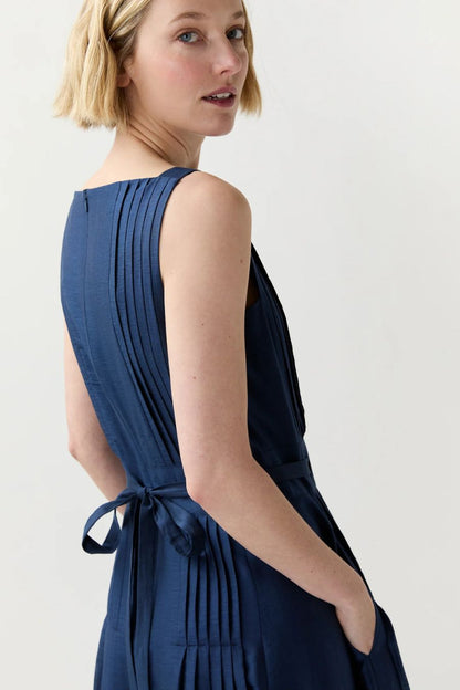 Rose Dress in Marine Featherweight Faille