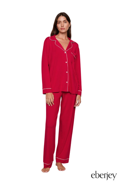 Gisele Long PJ Set in Holly/Ivory