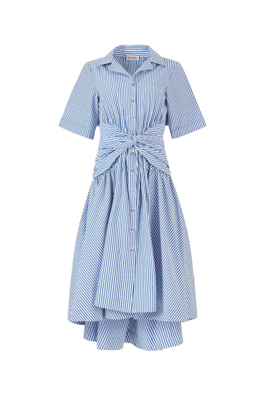 Tie Shirt Dress in Blue Stripe