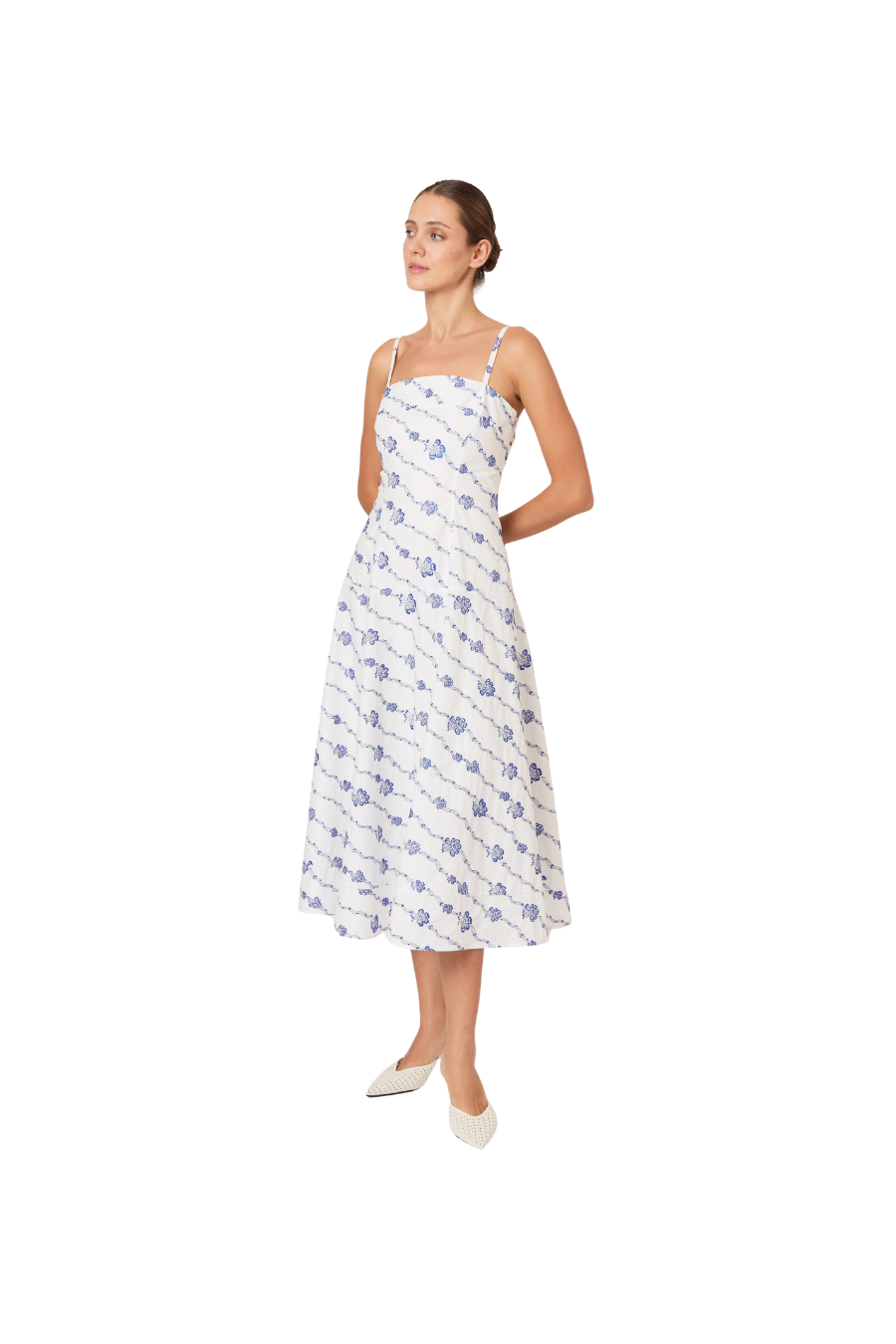 Drop Me a Note Dress in Winding Vines Poplin