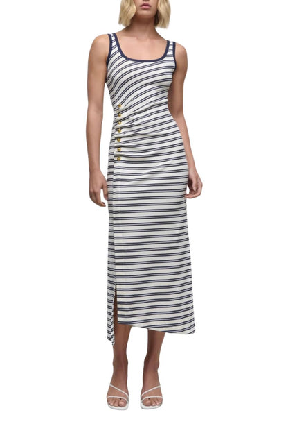 Becker Jersey Midi Dress in Midnight Stripe