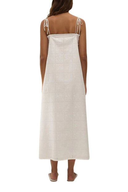 Mora Midi Dress in Broderie White