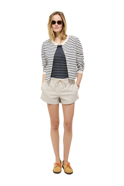 Coco Sport Cadigan in Ivory/Navy Stripe