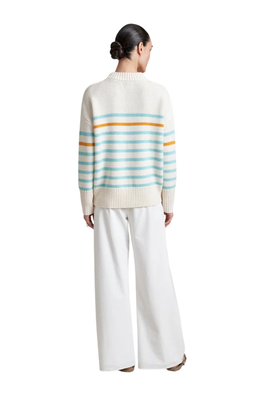 Marin Sweater in Ivory/Aqua/Tangerine