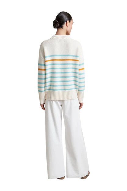 Marin Sweater in Ivory/Aqua/Tangerine