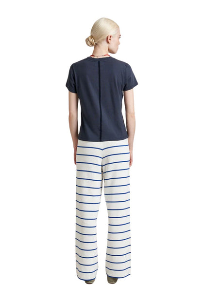 Leo Pant in Cream/Cobalt