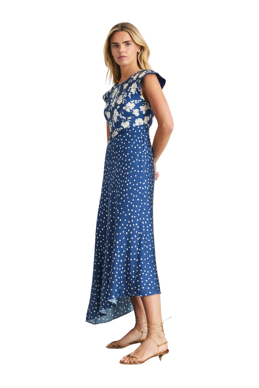 Violeta Dress in French Blue/Cream