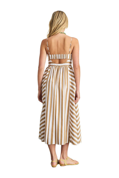 Vivien Dress in Optic White/Dark Khaki