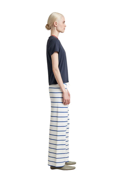 Leo Pant in Cream/Cobalt