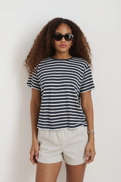 Garcon Striped Tee in Navy/Off White