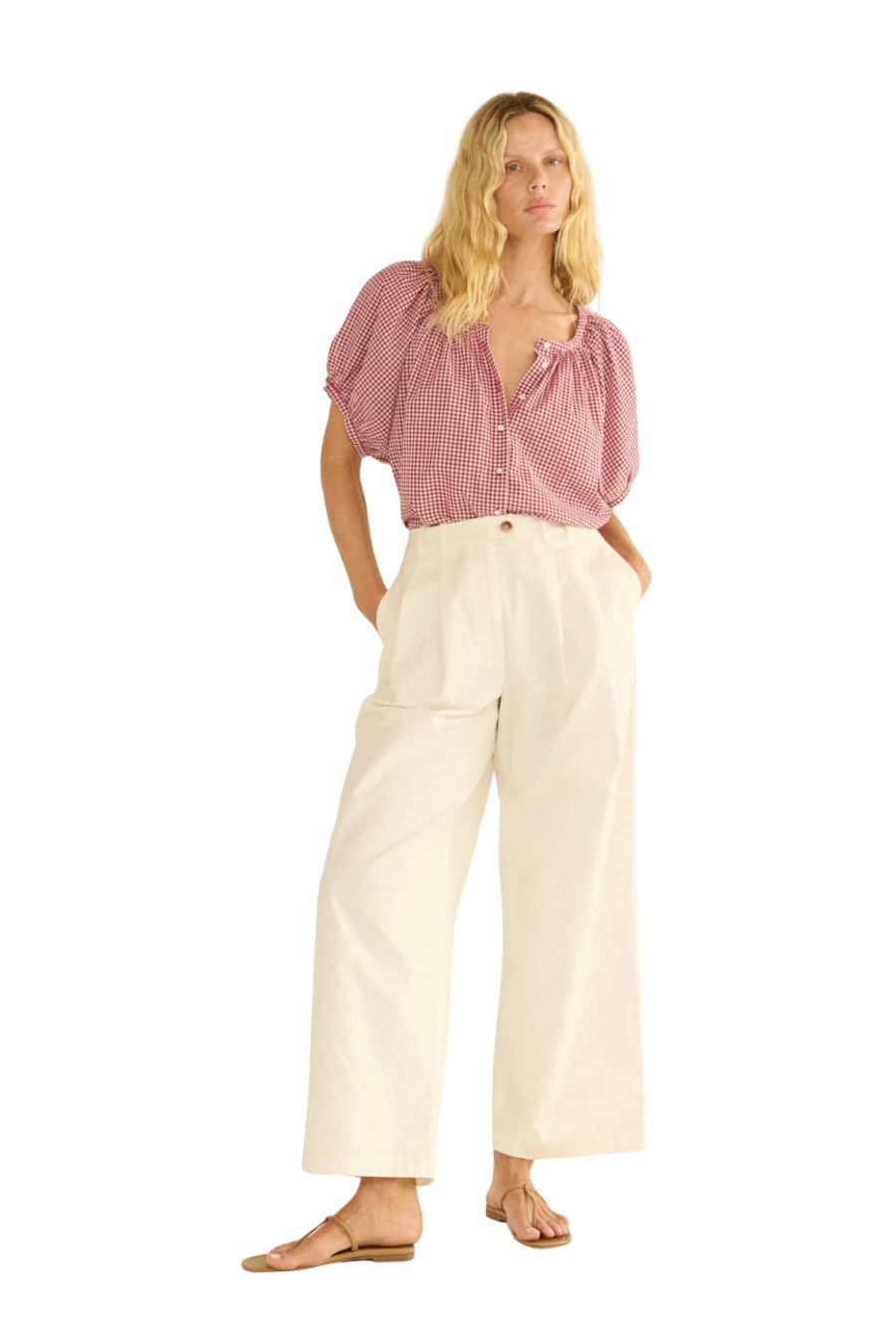 June Top in Mulberry La Maddalena Gingham