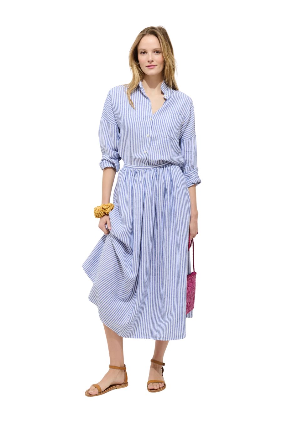Jo Shirt Havana Stripe in Ocean/Ivory
