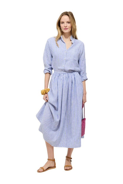 Jo Shirt Havana Stripe in Ocean/Ivory