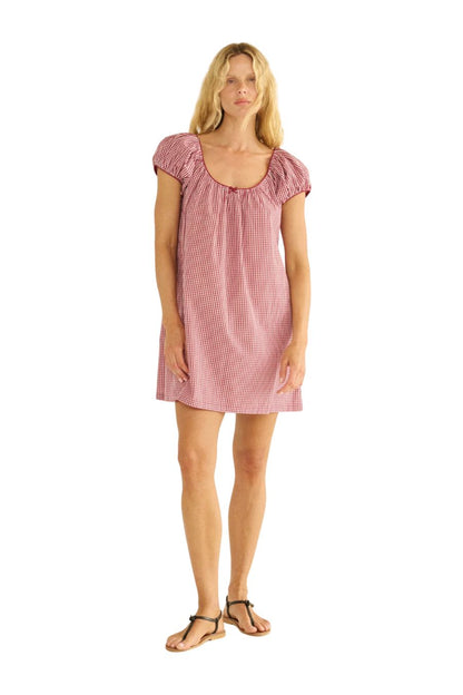 Julia Dress in Mulberry La Maddalena Gingham