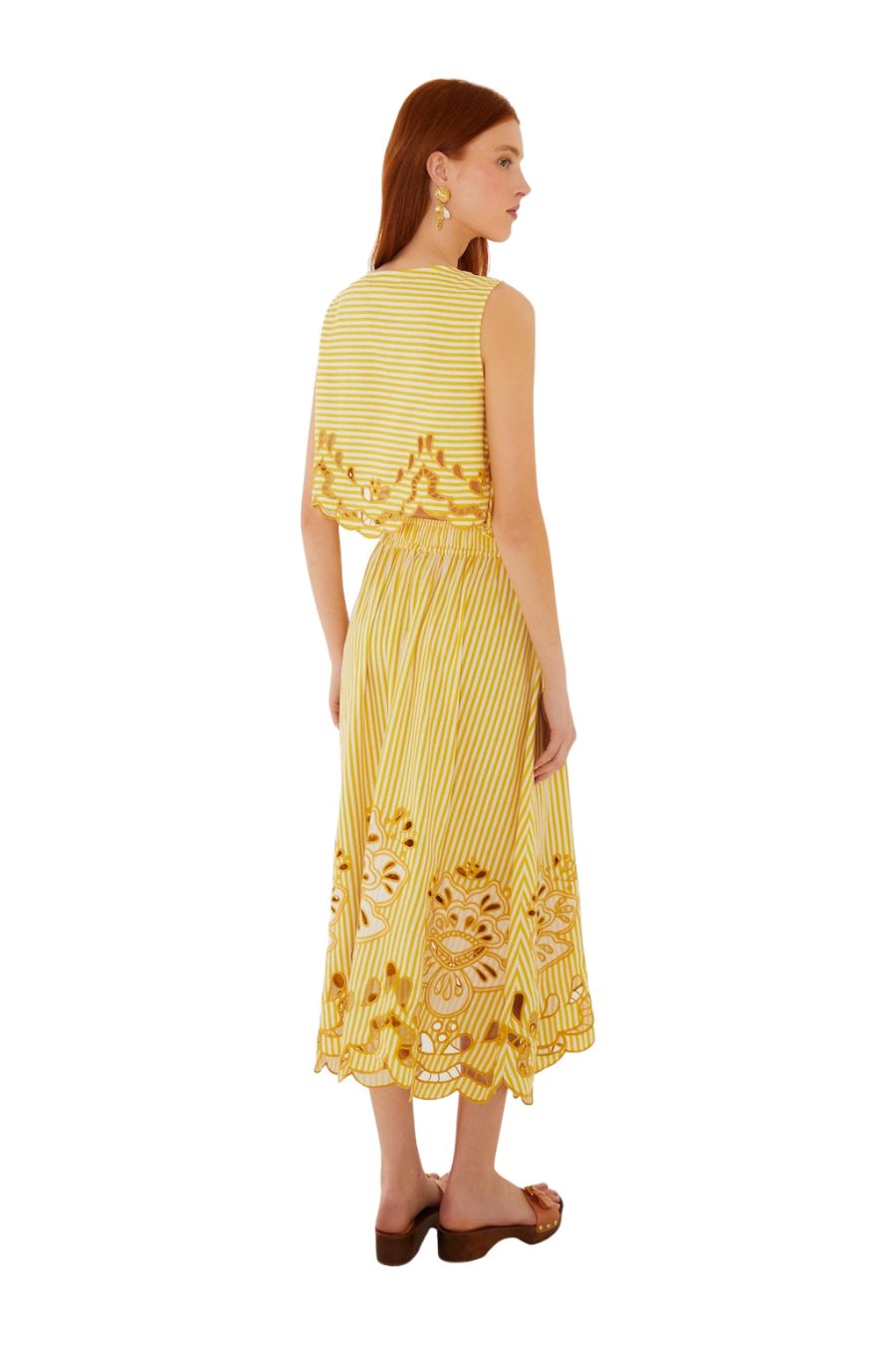 Bicolor Stripe Richelieu Skirt in Yellow