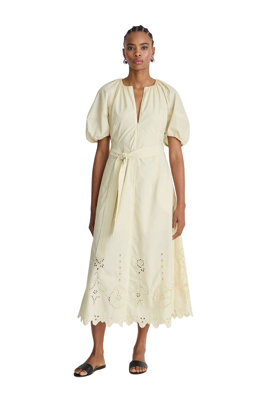 Embroidered Onella Dress in Ecru