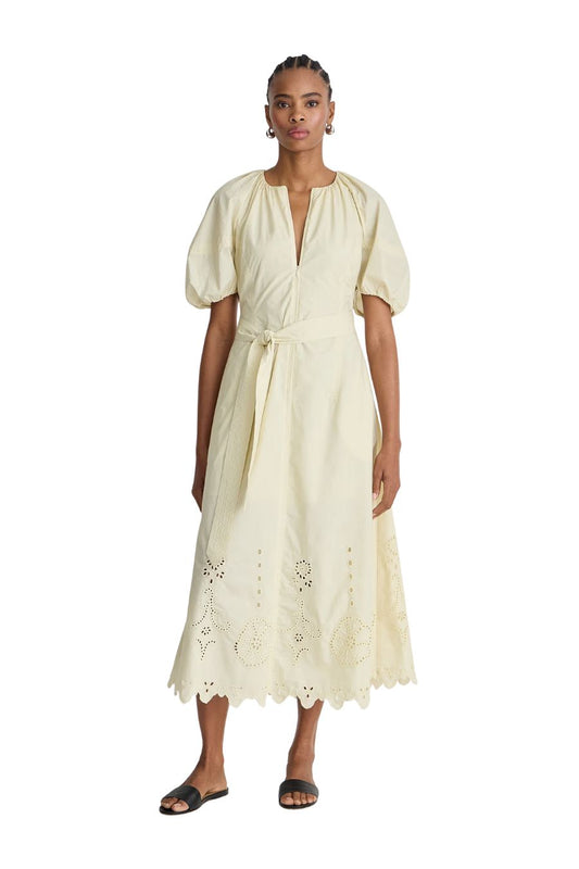 Embroidered Onella Dress in Ecru