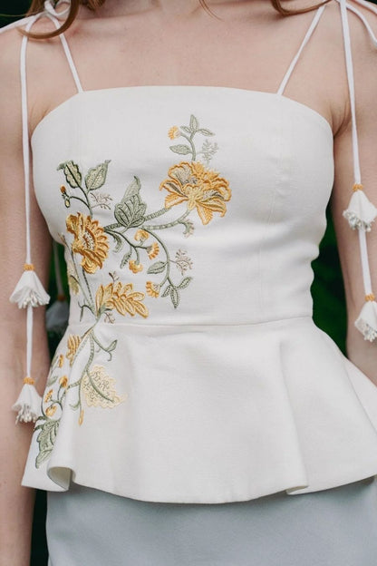 Lily Top in Golestan Yellow/White