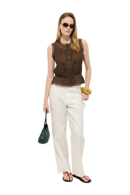 Collette Top in Ramie Espresso