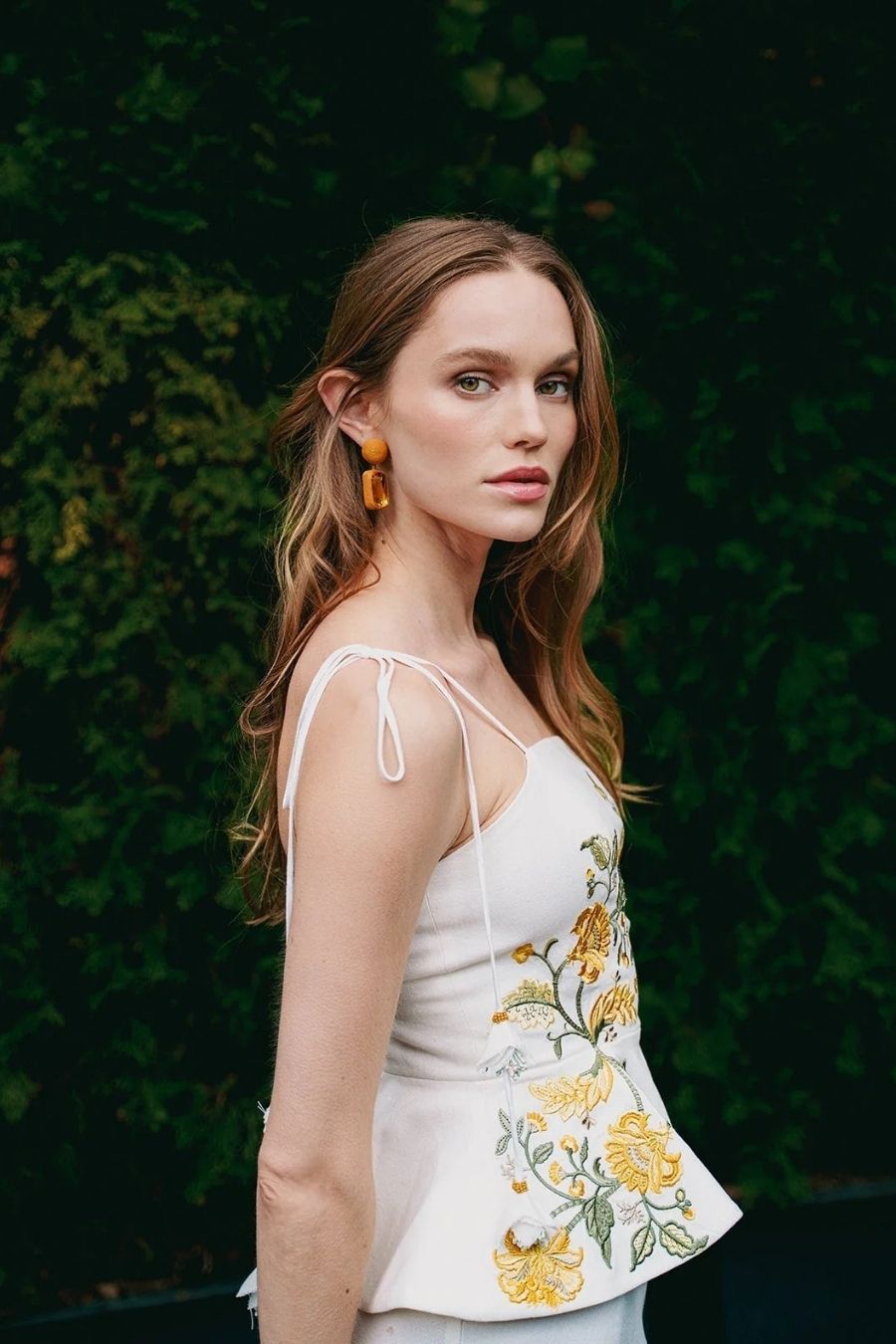Lily Top in Golestan Yellow/White
