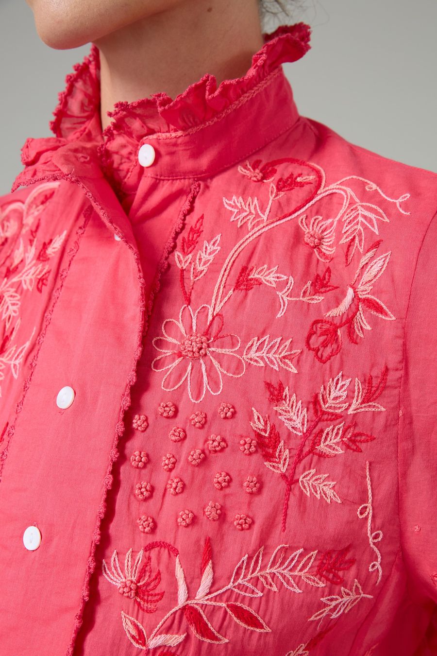 Vita in Wild Flower Embroidered Raspberry