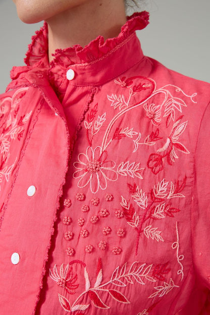 Vita in Wild Flower Embroidered Raspberry