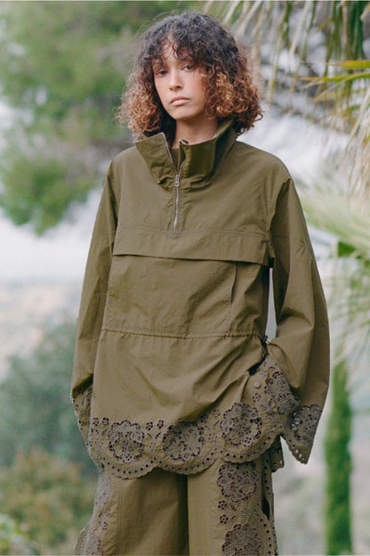 Vittoria Eyelet Jacket in Olive