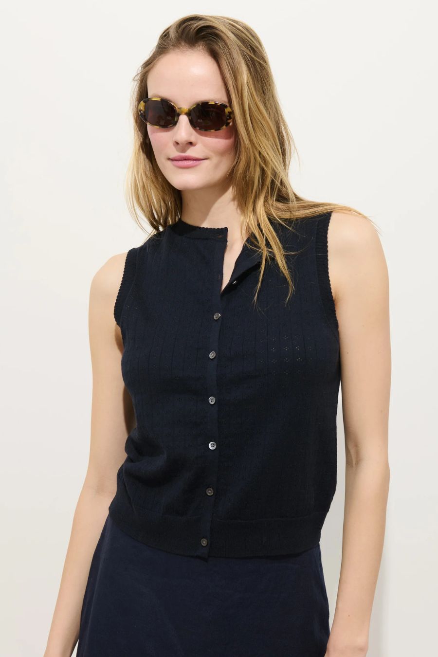 Odette Sweater Tank in Navy