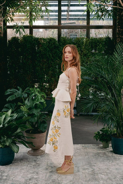Lily Top in Golestan Yellow/White