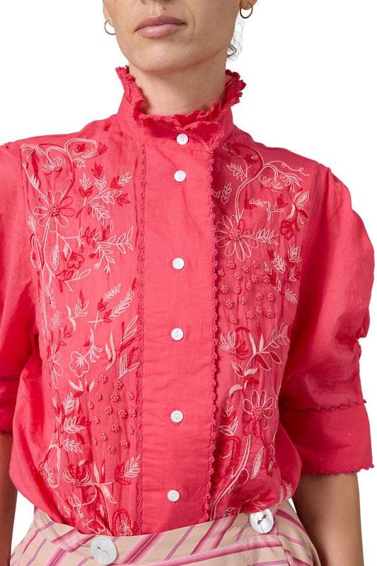 Vita in Wild Flower Embroidered Raspberry
